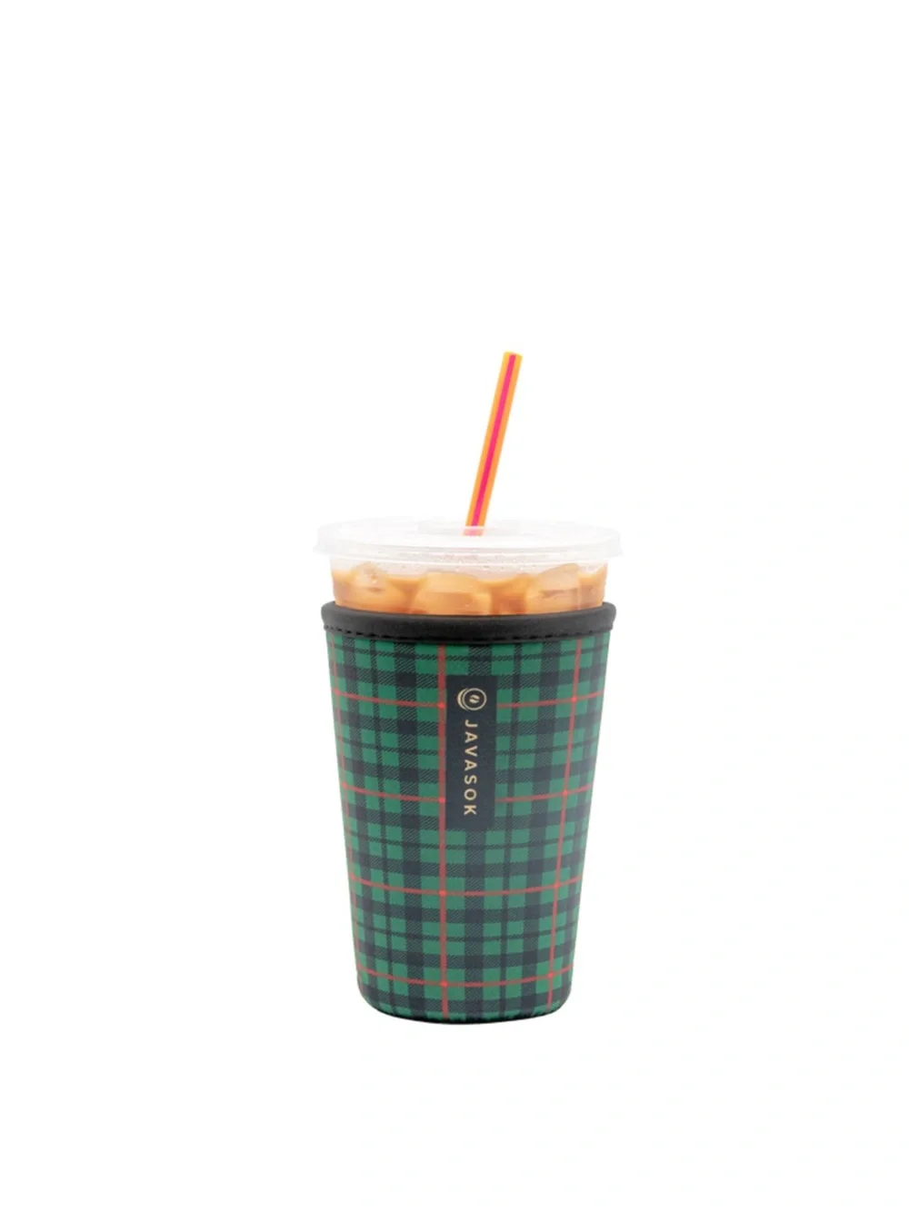 JAVASOK Green Plaid Insulated Cold Cup Sleeve/Koozie, Small
